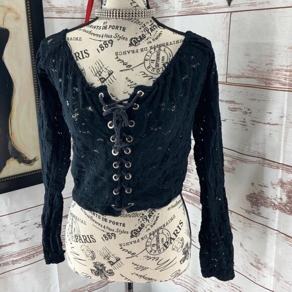 Women Meow Vintage Lace up Crop top goth punk M - Picture 7 of 7